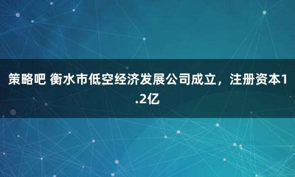 策略吧 衡水市低空经济发展公司成立，注册资本1.2亿